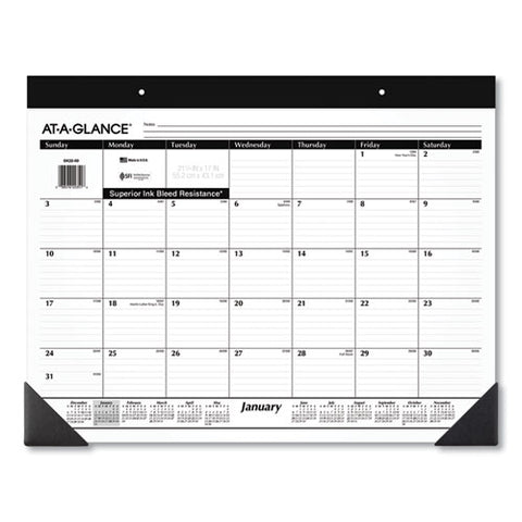 Monthly Refillable Desk Pad, 22 X 17, White Sheets, Black Binding, Black Corners, 12-month (jan To Dec): 2025