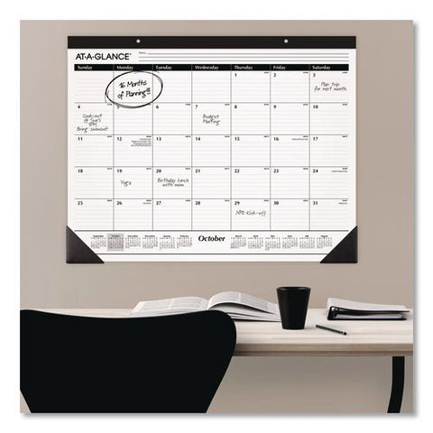 Academic Monthly Deskpad Calendar, White/black Sheets, Black Headband/corners, 21 X 17, 16-month (jan To Dec): 2026 To 2027