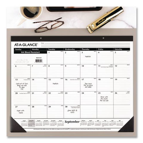 Academic Monthly Deskpad Calendar, White/black Sheets, Black Headband/corners, 21 X 17, 16-month (jan To Dec): 2026 To 2027