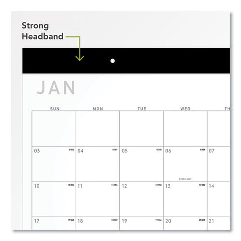 Contemporary Monthly Desk Pad, 22 X 17, White Sheets, Black Binding/corners,12-month (jan To Dec): 2025