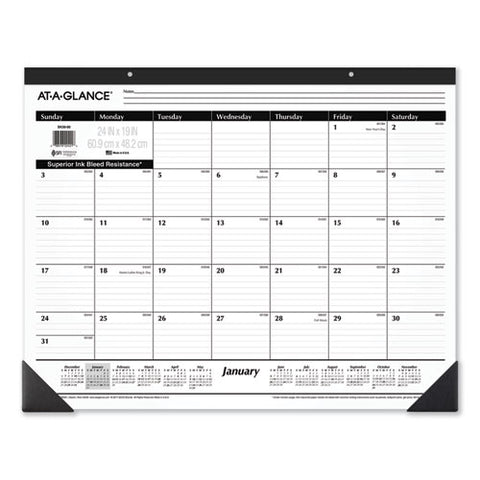 Ruled Desk Pad, 24 X 19, White Sheets, Black Binding, Black Corners, 12-month (jan To Dec): 2025