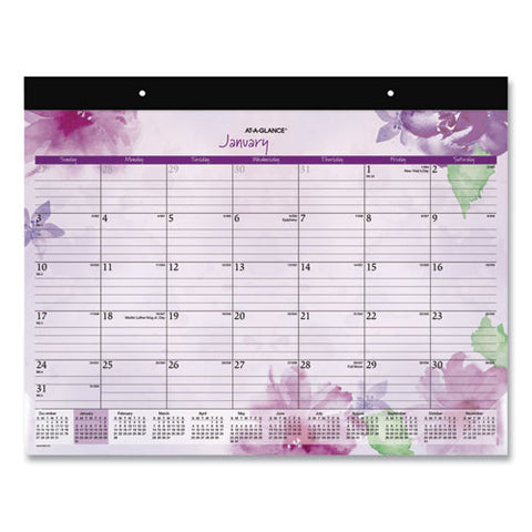 Beautiful Day Desk Pad Calendar, Floral Artwork, 21.75 X 17, Assorted Color Sheets, Black Binding, 12-month (jan-dec): 2025