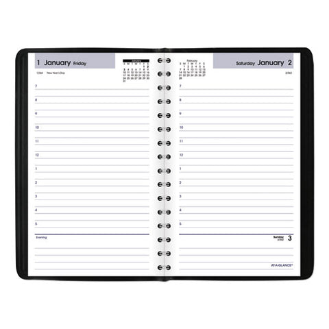 Dayminder Daily Appointment Book, 8 X 5, Black Cover, 12-month (jan To Dec): 2025