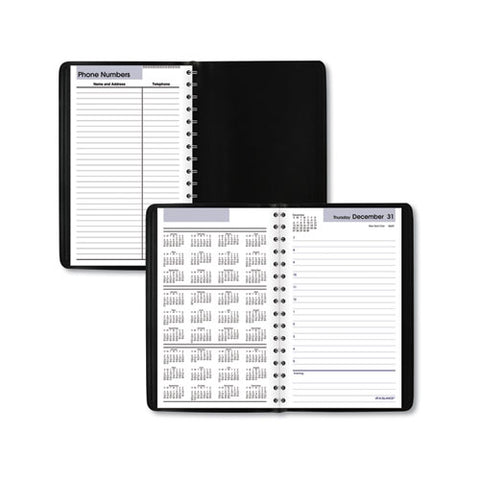 Dayminder Daily Appointment Book, 8 X 5, Black Cover, 12-month (jan To Dec): 2025