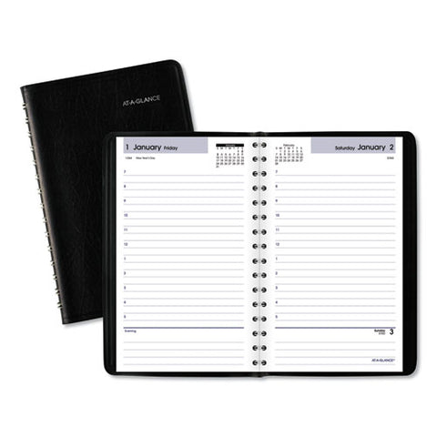 Dayminder Daily Appointment Book, 8 X 5, Black Cover, 12-month (jan To Dec): 2025