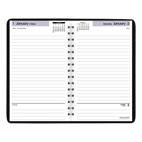 Dayminder Daily Appointment Book, 8 X 5, Black Cover, 12-month (jan To Dec): 2025