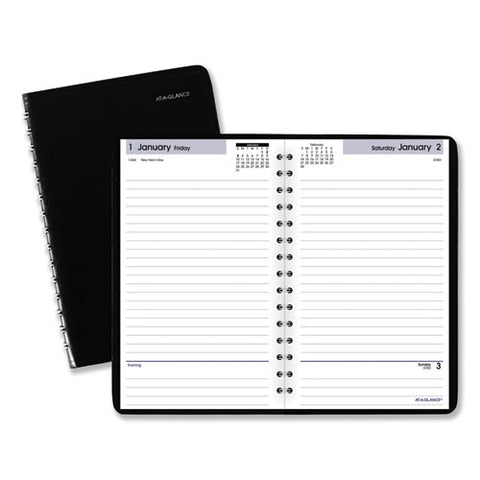 Dayminder Daily Appointment Book, 8 X 5, Black Cover, 12-month (jan To Dec): 2025