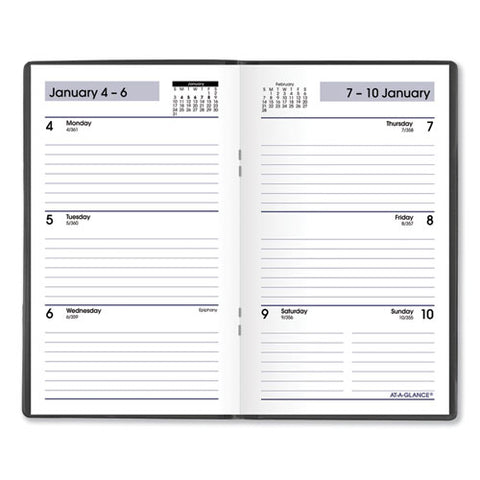 Dayminder Weekly Pocket Planner, 6 X 3.5, Black Cover, 12-month (jan To Dec): 2025