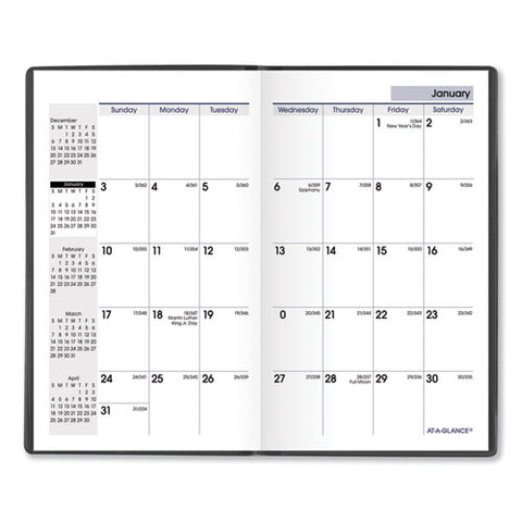 Dayminder Pocket-sized Monthly Planner, Unruled Blocks, 6 X 3.5, Black Cover, 14-month: Dec 2024 To Jan 2026