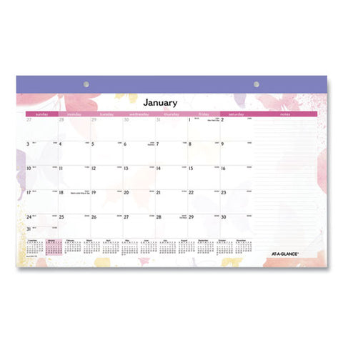 Watercolors Monthly Desk Pad Calendar, Butterfly Artwork, 17.75 X 11, White Sheets, Purple Binding, 12-month (jan-dec): 2025