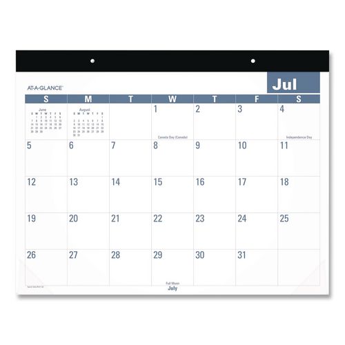Academic Monthly Deskpad Calendar, 21 X 17, White Sheets, Black Headband/clear Corners, 12-month (july To June): 2026 To 2027