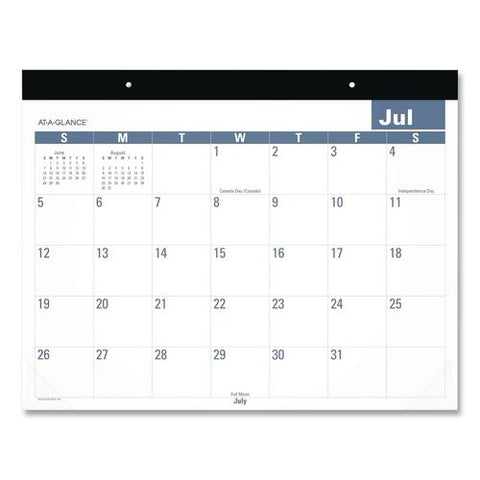 Academic Monthly Deskpad Calendar, 21 X 17, White Sheets, Black Headband/clear Corners, 12-month (july To June): 2026 To 2027