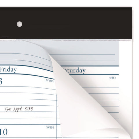 Desk Pad, 21.75 X 17, White Sheets, Black Binding, Clear Corners, 12-month (jan To Dec): 2025