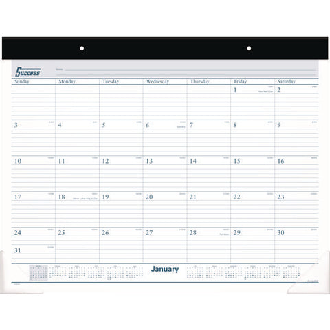 Desk Pad, 21.75 X 17, White Sheets, Black Binding, Clear Corners, 12-month (jan To Dec): 2025