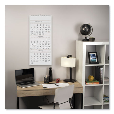 Three-month Reference Wall Calendar, 12 X 27, White Sheets, 15-month: Dec 2024 To Feb 2026