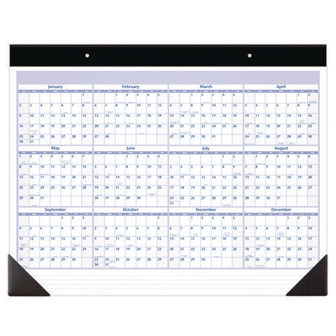 Desk Pad, 24 X 19, White Sheets, Black Binding, Black Corners, 12-month (jan To Dec): 2025