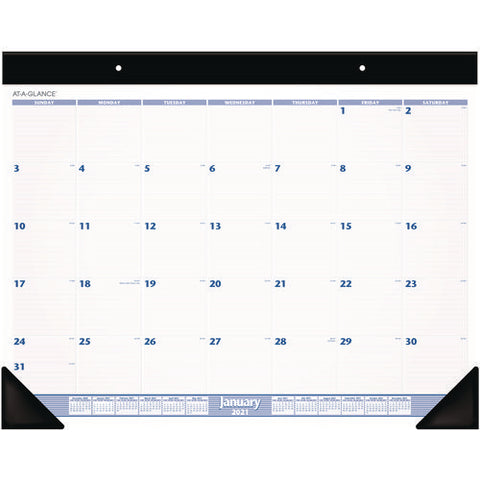 Desk Pad, 24 X 19, White Sheets, Black Binding, Black Corners, 12-month (jan To Dec): 2025