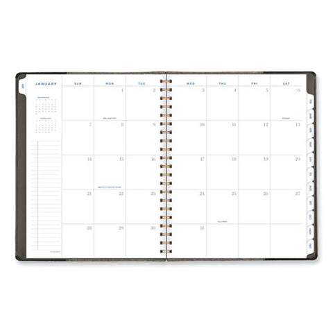 Signature Collection Black/gray Felt Weekly/monthly Planner, 11.25 X 9.5, Black/gray Cover, 13-month: Jan 2025 To Jan 2026