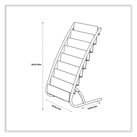 Literature Floor Display Rack, 22.8 X 19.69 X 36.61, White/woodgrain