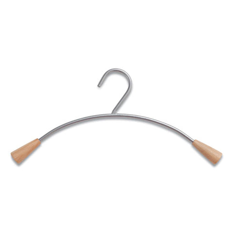 Metal And Wood Coat Hangers, 16.8", Metallic Gray/mahogany, 6/set