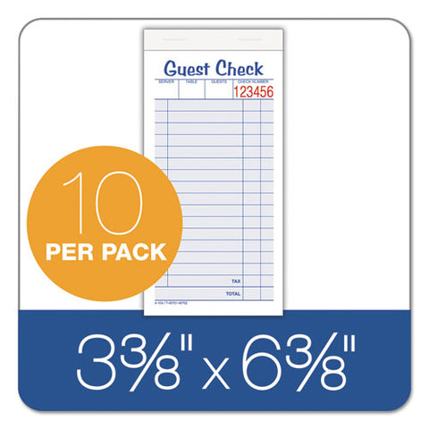 Guest Check Pad, Two-part Carbonless, 6.38 X 3.38, 50 Forms Total