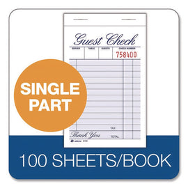 One-part Guest Check Pad, One-part (no Copies), 3.35 X 4.94, 100 Forms/pad, 12 Pads/pack