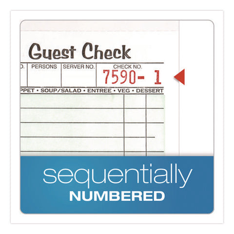 One-part Guest Check Pad With Perforated Stub, One-part (no Copies), 3.4 X 6.25, 50 Forms/pad, 10 Pads/pack