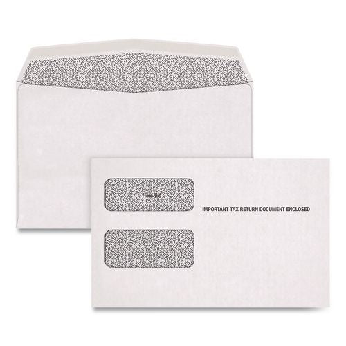 Double Window Tax Form Envelopes, Commercial Flap, Gummed Closure, 5.63 X 9, White, 100/pack