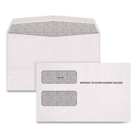 Double Window Tax Form Envelopes, Commercial Flap, Gummed Closure, 5.63 X 9, White, 100/pack