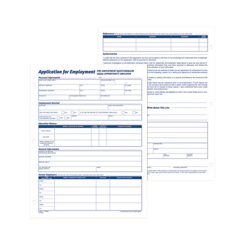 Employment Applications, One-part (no Copies), 11 X 8.38, 50 Forms/pad, 2 Pads/pack