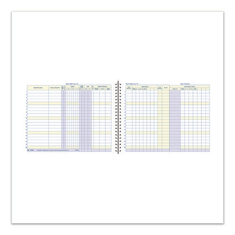 Weekly Payroll Record Book For 20 Employees, Two-page Spread: 36 Columns, Royal Blue Cover, 8.5 X 11 Sheets, 56 Sheets/book