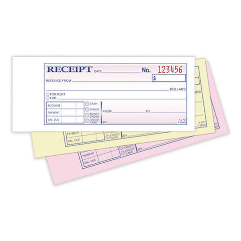 Multipart Money/rent Receipt Book, Three-part Carbonless, 6.69 X 2.75, 50 Receipts/book, 3 Books/pack