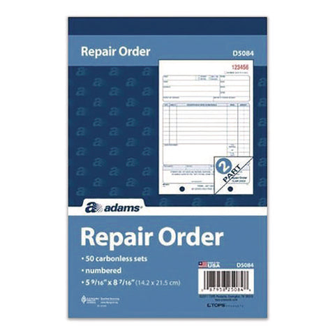 Multipart Repair Order Pad, Two-part Carbonless, 5.56 X 7.94, 50 Forms Total