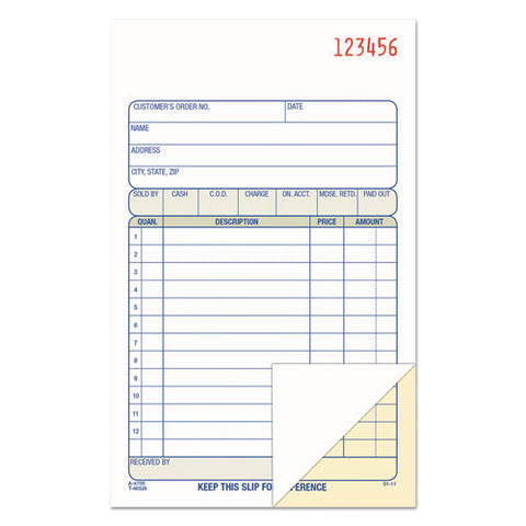 Multipart Sales Order Pad, 12 Lines, Two-part Carbonless, 4.19 X 6.69, 50 Forms Total