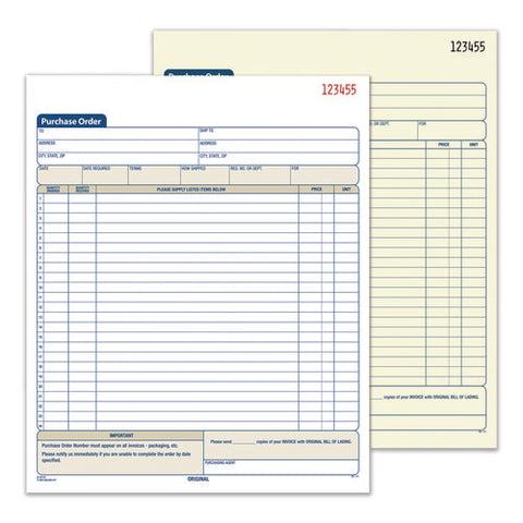 Multipart Purchase Order Pad, Two-part Carbonless, 8.38 X 10.19, 50 Forms Total