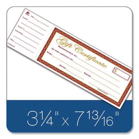 Gift Certificate With Stub Book, 7.81 X 3.25, Cream, 25 Certificates