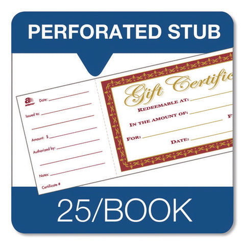 Gift Certificate With Stub Book, 7.81 X 3.25, Cream, 25 Certificates