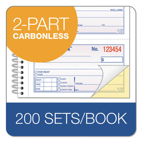 Multipart Money/rent Receipt Book, Two-part Carbonless, 4.75 X 2.75, 4 Forms/sheet, 200 Forms Total