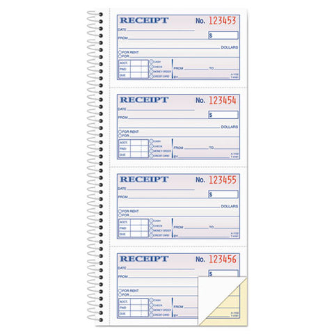 Multipart Money/rent Receipt Book, Two-part Carbonless, 4.75 X 2.75, 4 Forms/sheet, 200 Forms Total