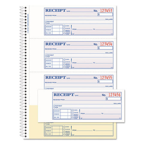 Multipart Money/rent Receipt Book, Two-part Carbonless, 7.13 X 2.75, 4 Forms/sheet, 200 Forms Total