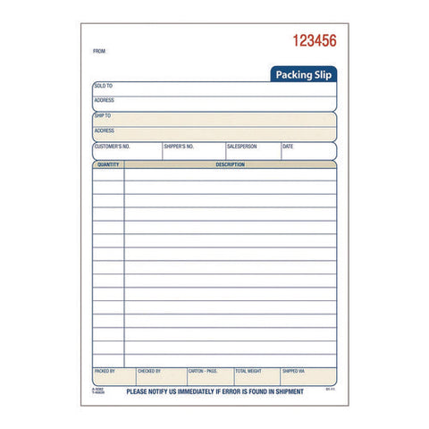 Multipart Packing List Forms, Three-part Carbonless, 5.56 X 7.94, 50 Forms Total