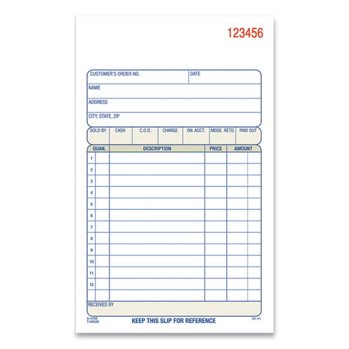 Multipart Sales Order Pad, Three-part Carbonless, 4.19 X 6.69, 50 Forms/pad, 10 Pads/carton