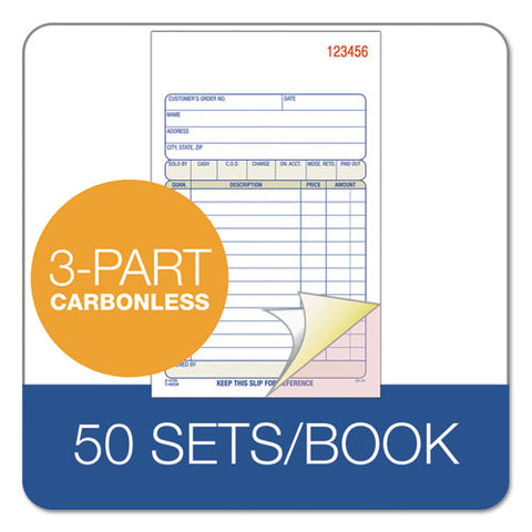 Multipart Sales Order Pad, Three-part Carbonless, 4.19 X 6.69, 50 Forms Total