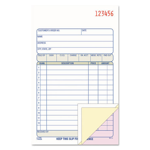 Multipart Sales Order Pad, Three-part Carbonless, 4.19 X 6.69, 50 Forms Total