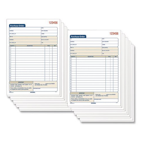 Multipart Purchase Order Pad, Three-part Carbonless, 8.44 X 5.56, 50 Sets/pad,10 Pads/pack