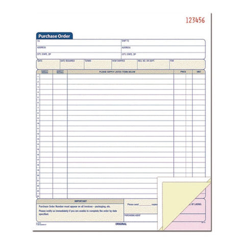 Multipart Purchase Order Pad, Three-part Carbonless, 8.38 X 10.19, 50 Forms Total