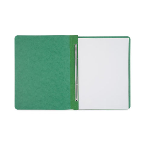 Pressboard Report Cover With Tyvek Reinforced Hinge, Two-piece Prong Fastener, 3" Capacity, 8.5 X 11, Dark Green/dark Green