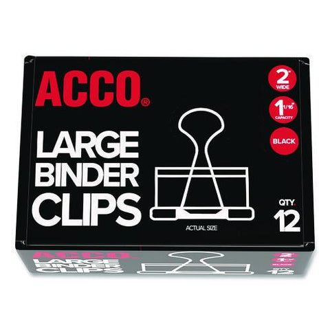Binder Clips, Large, Black/silver, Dozen