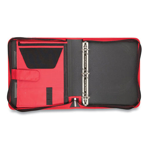 Tech Zipper Binder, 3 Rings, 1.5" Capacity, 11 X 8.5, Red/black Accents