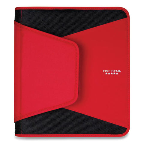 Tech Zipper Binder, 3 Rings, 1.5" Capacity, 11 X 8.5, Red/black Accents